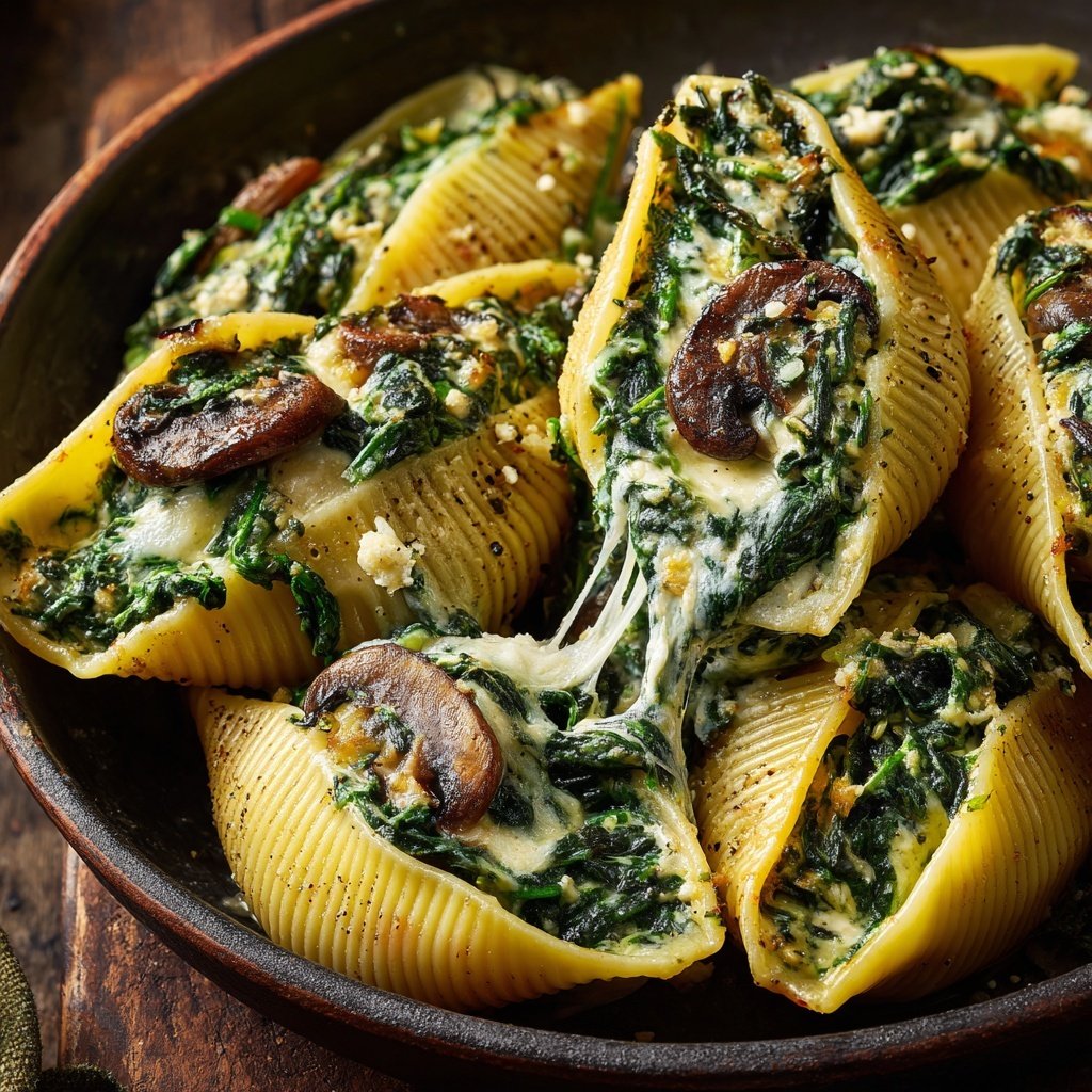 Spinach and Mushroom Stuffed Shells