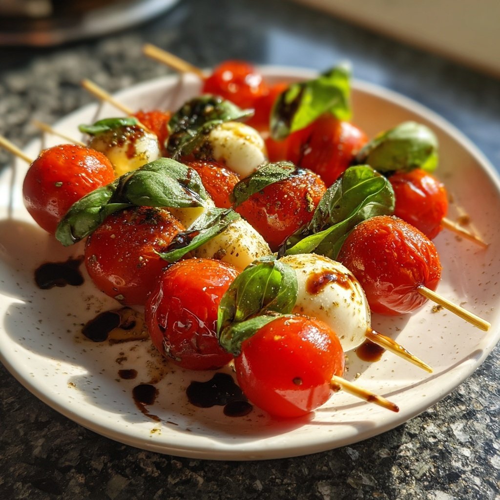 Mini Caprese Skewers with Balsamic Drizzle