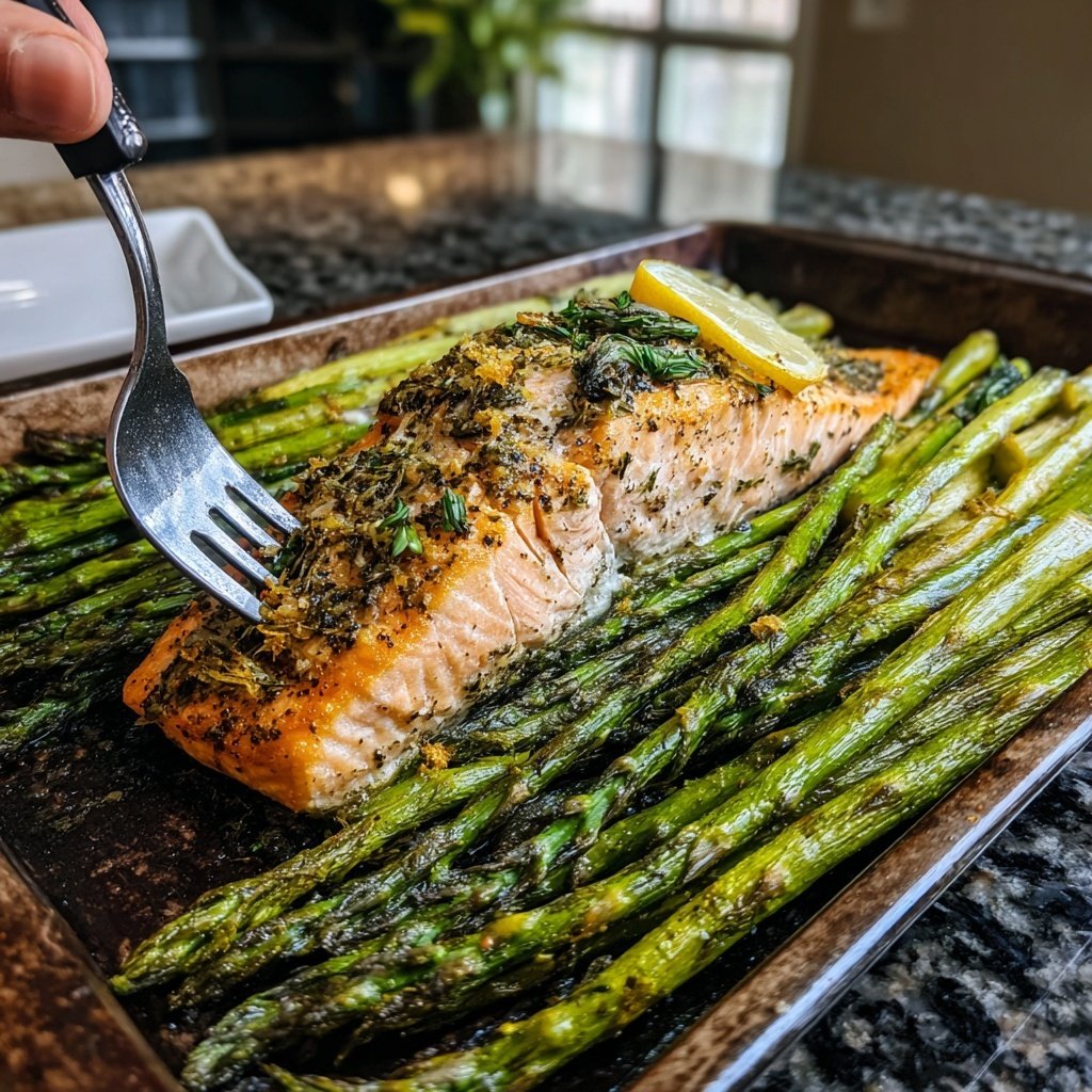 Baked Salmon Asparagus Tray