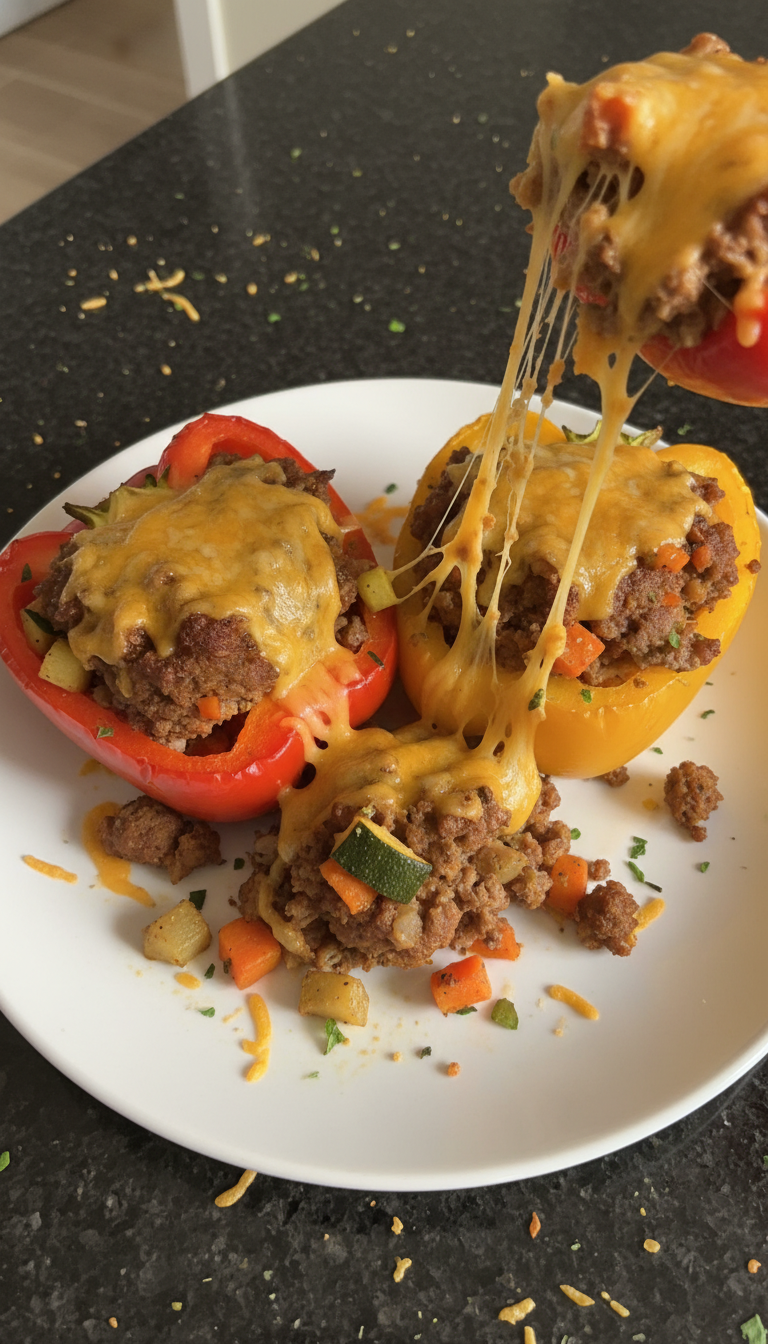Cheesy Meatloaf Stuffed Peppers
