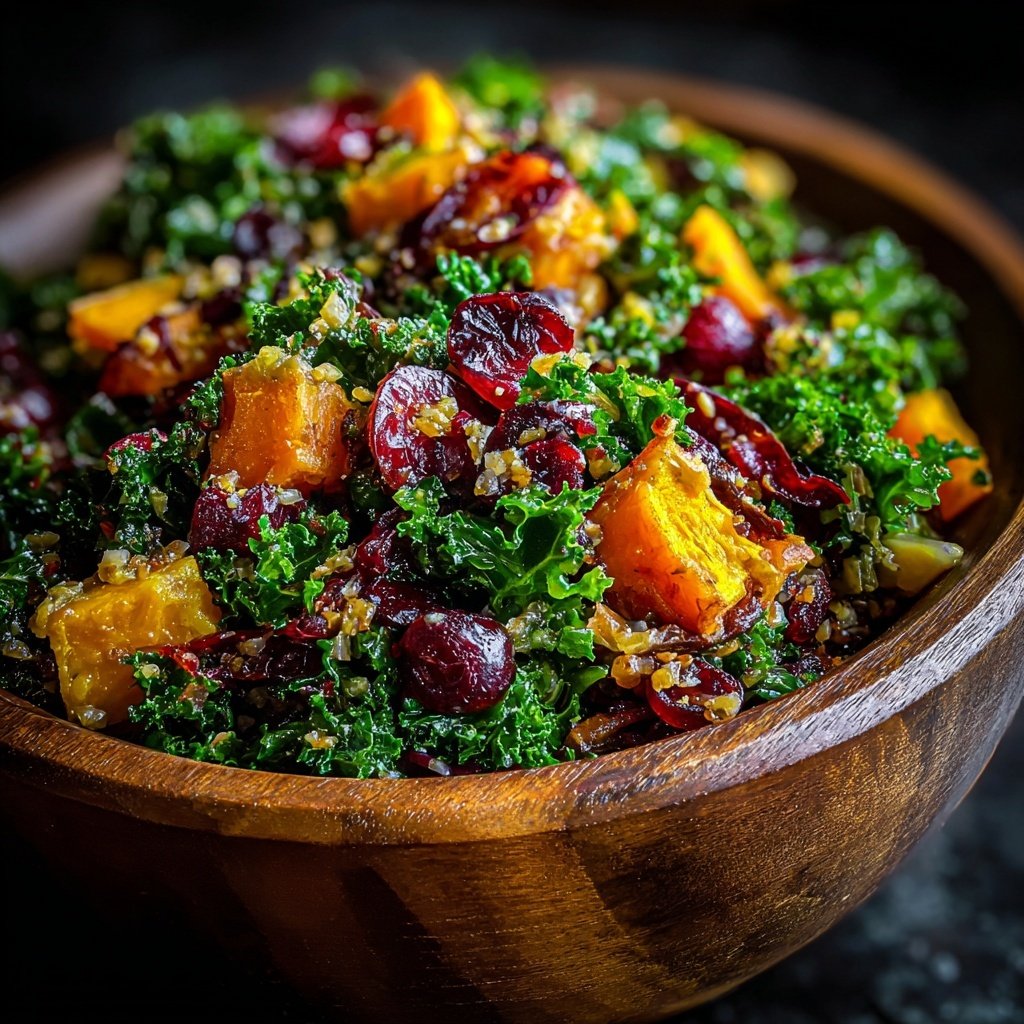 Kale Sweet Potato Salad with Cranberries