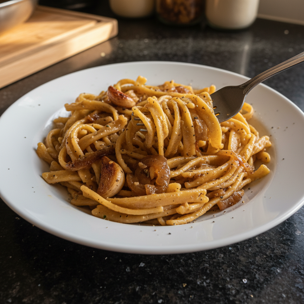 Caramelized Onion Pasta with Garlic
