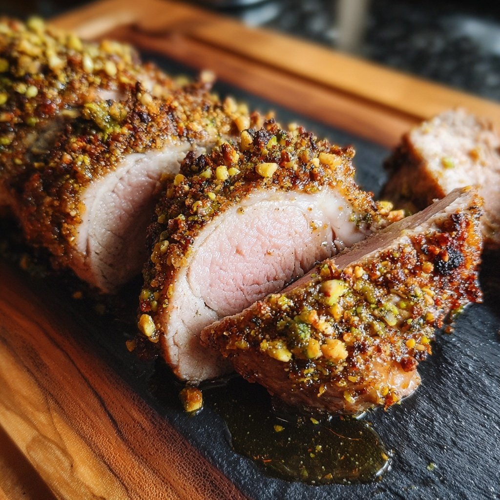Pistachio Crusted Pork Tenderloin with White