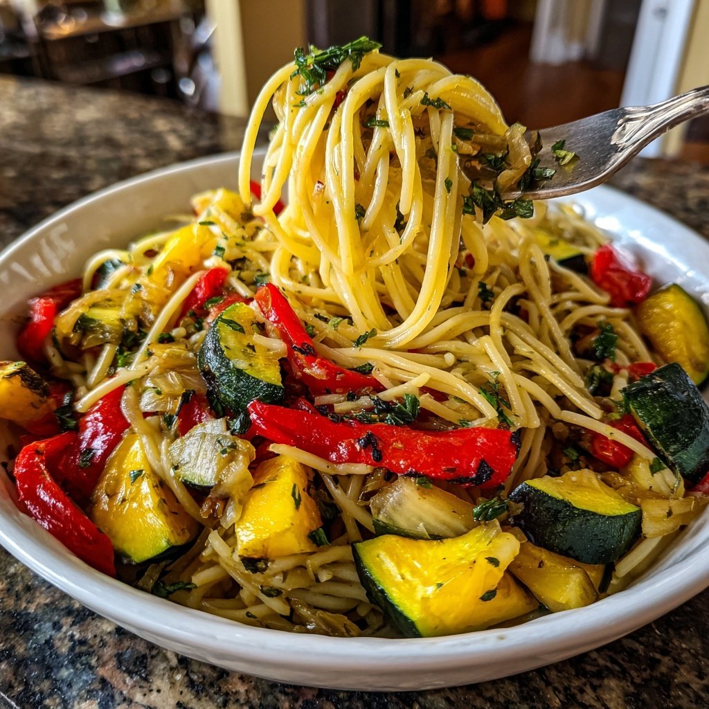 Roasted Garlic Veggie Pasta