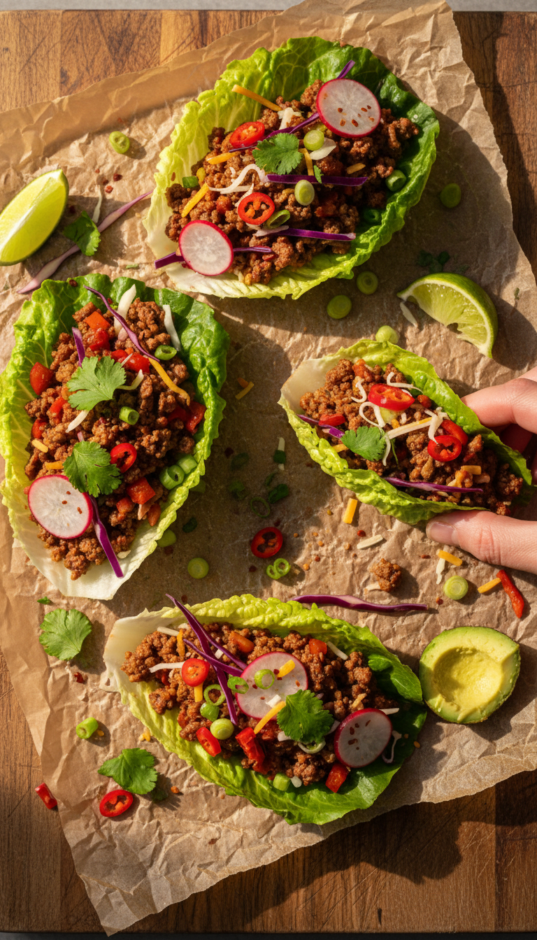 Spicy Beef Taco Lettuce Wraps