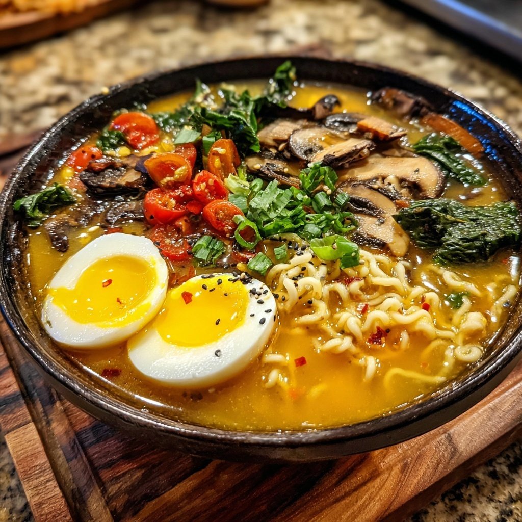 Fast Vegetarian Ramen with Fresh Ginger