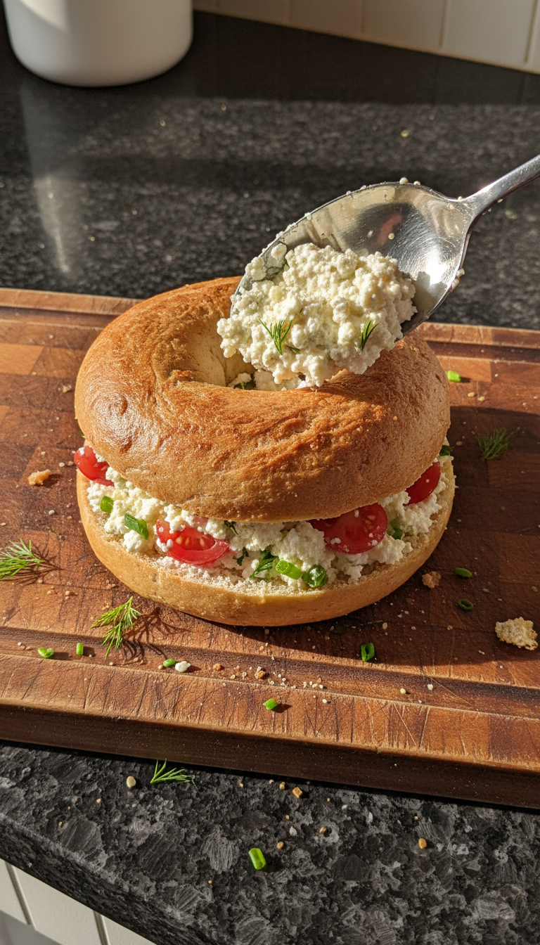 Cottage Cheese Bagel Delight