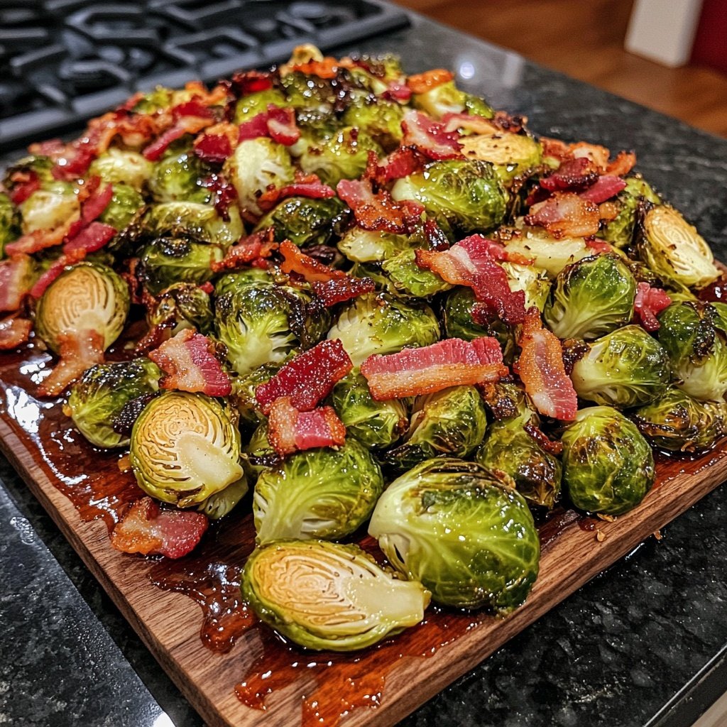 Roasted Brussels Sprouts with Bacon and Maple Syrup